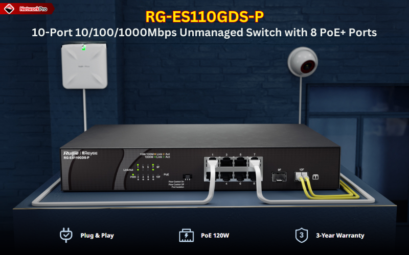 Switch Ruijie Reyee PoE 8 Port RG-ES110GDS-P 