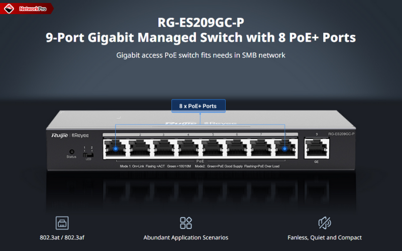 Switch Ruijie Reyee PoE 8 Port RG-ES209GC-P
